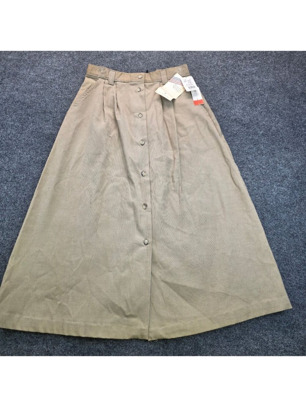 Vintage I.C. Isaacs Corduroy Button Front Midi Skirt 6 Tan Retro Minimalist 90s